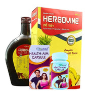 100% Natural Weight Gainer Herbovine Health Tonic &amp; Health Aim Plus Capsule ( Best Combo Pack )
