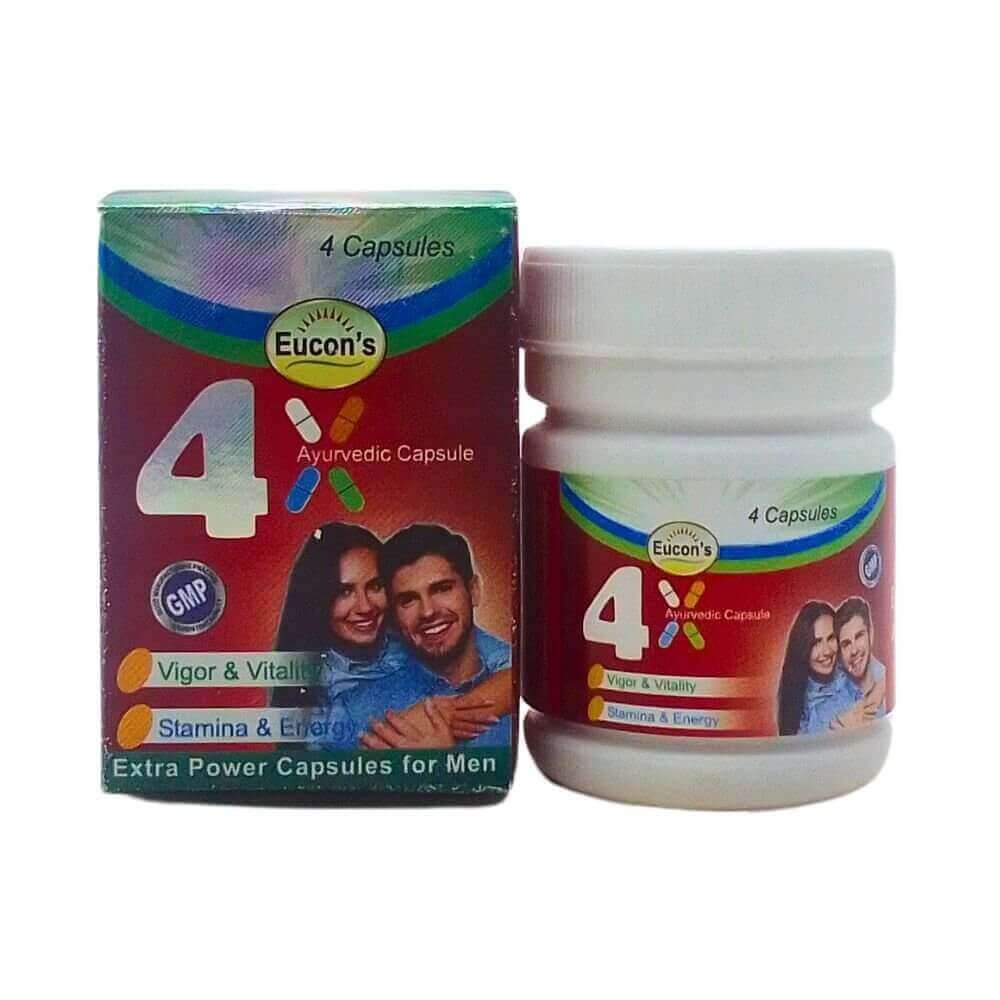 Ayurvedic 4x Capsule For Vitality Help increase energy and stamina (PACK OF 4)
