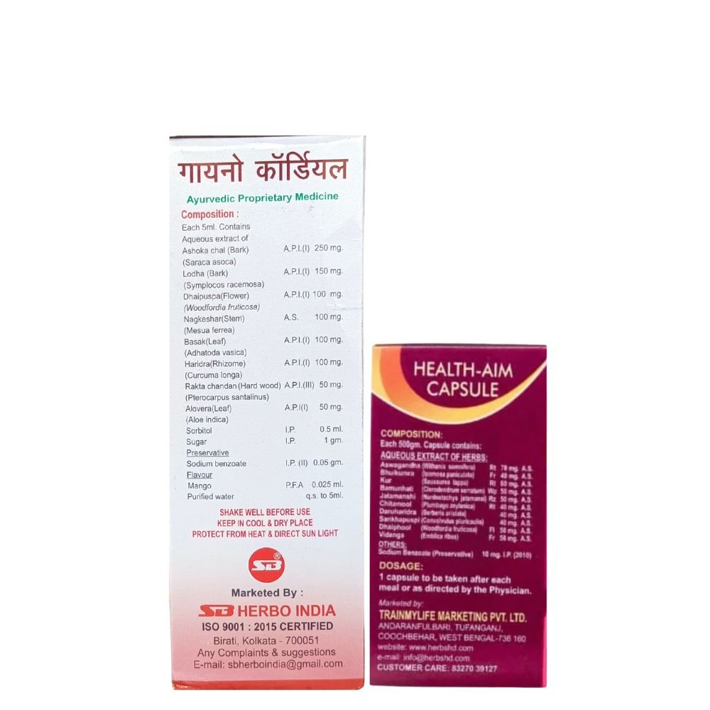 AYURVEDIC GYNO CORDIAL SYRUP & HEALTH - AIM CAPSULE (COMBO PACK)