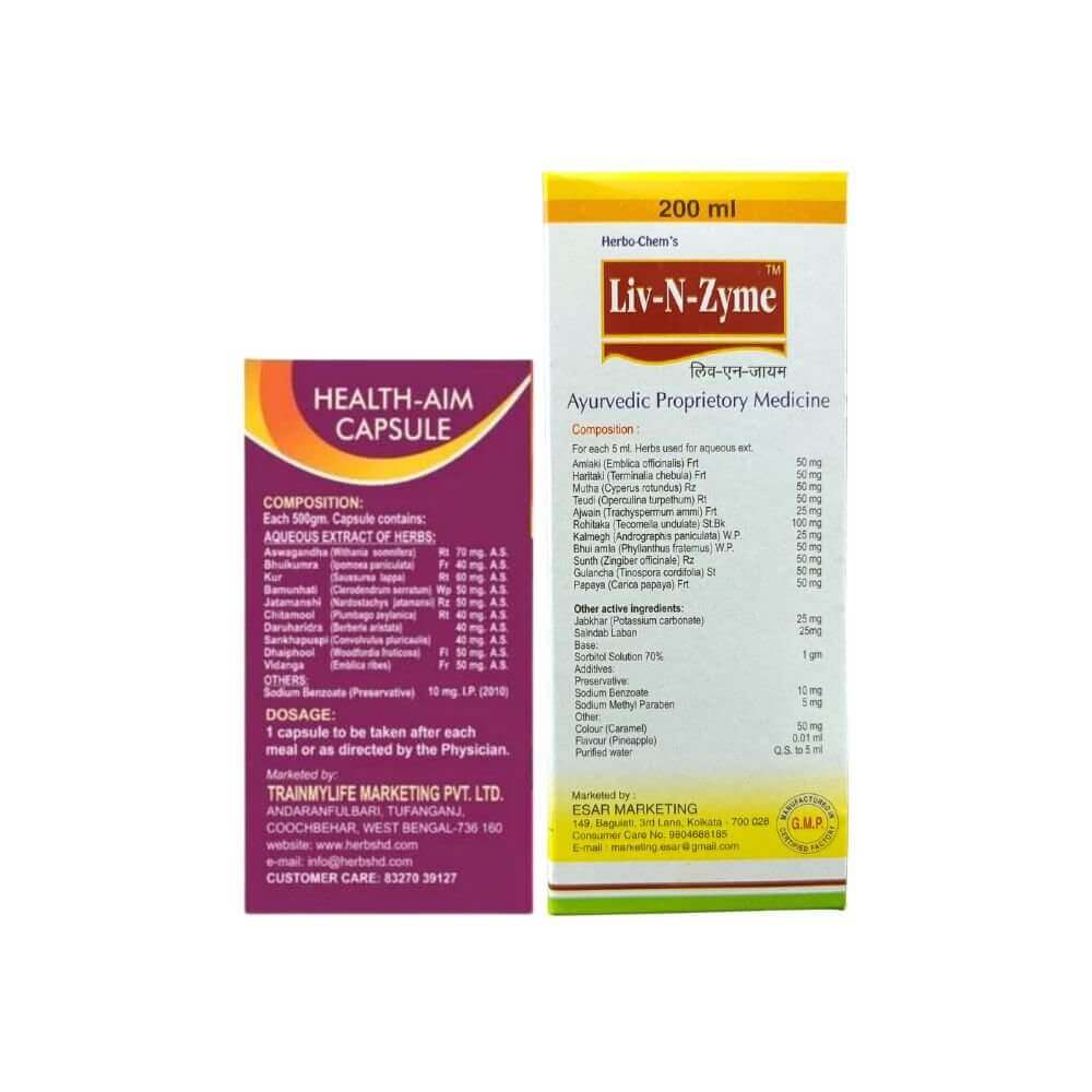 Ayurvedic Liv - N - Zyme Syrup for Liver Protection & Health - Aim Capsule ( Combo )