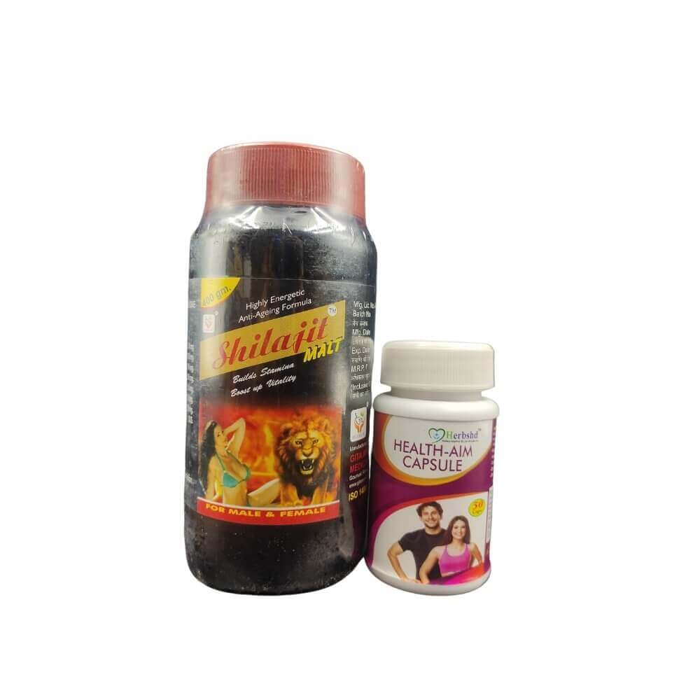 Ayurvedic Shilajit Malt 400gm & Health aim capsule