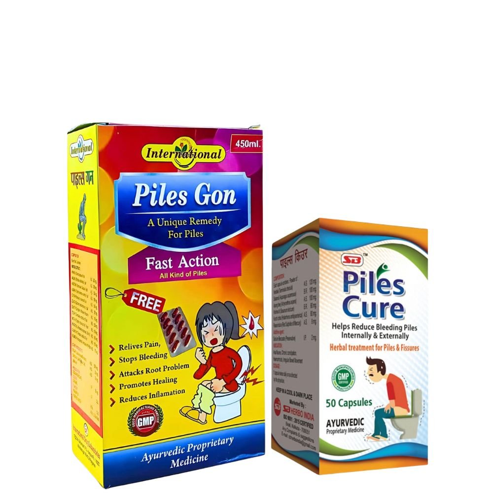 PILES GON SYRUP 450ML & PILES CURE 50 CAPSULE (COMBO PACK)