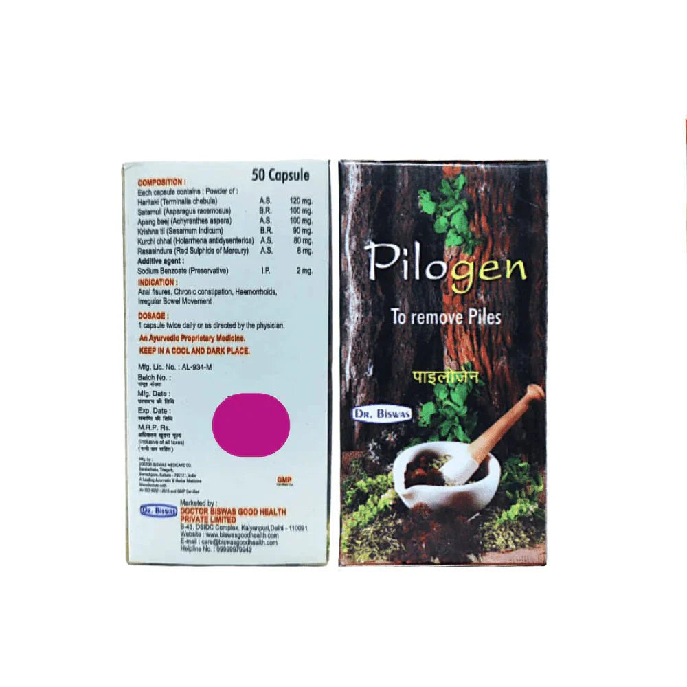 Pilogen 50 Capsule For hemorrhoids treatment (pack of3)