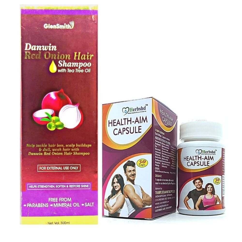 Reduce Red Onion Shampoo & Health Aim Capsule(combo)
