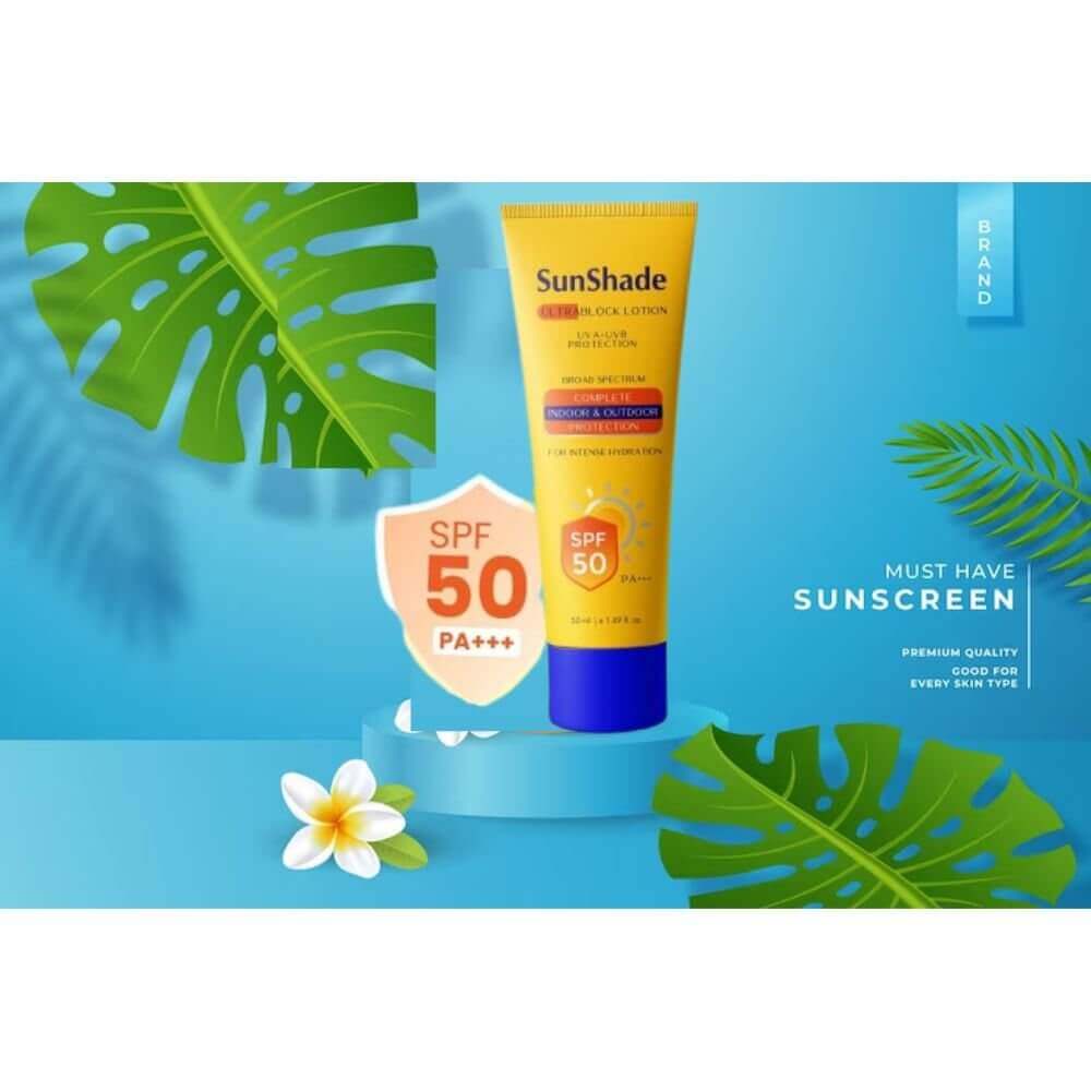 SunShade Sunscreen lotion SPF 50 PA+++ UVA/UVB Protection (50ml) (pack of 2)